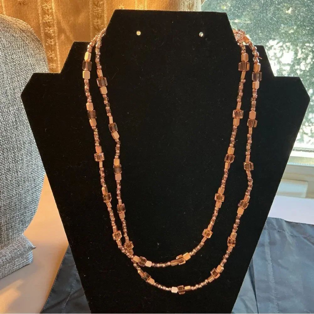 Elegant Peachy Pink Beaded Necklace